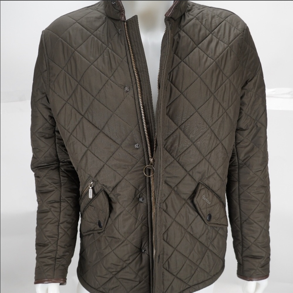 Barbour Quilted Brown Zip Up/Button Up Jacket Coat